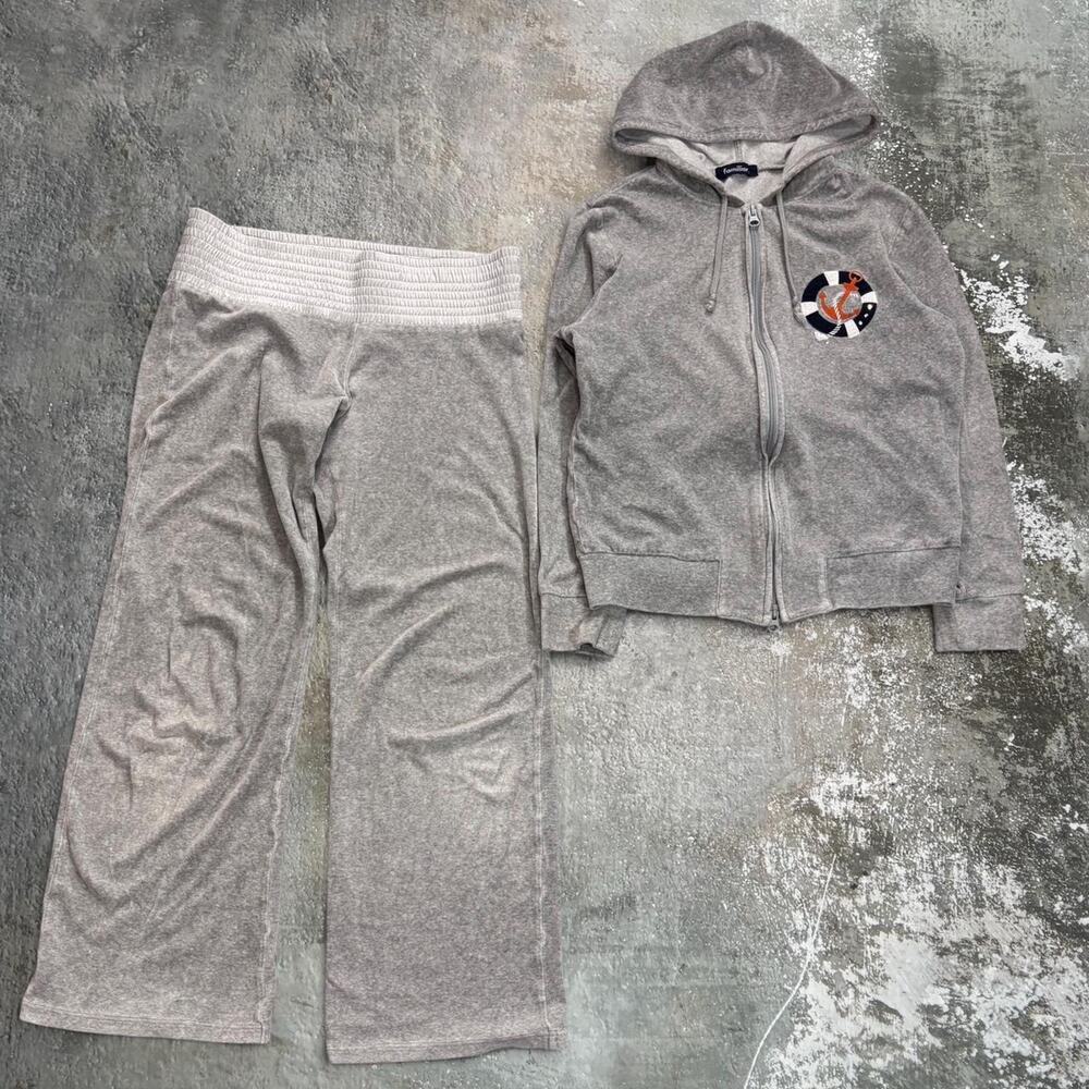 Y2K Grey Nautical Velour Tracksuit! Familiar Size Small